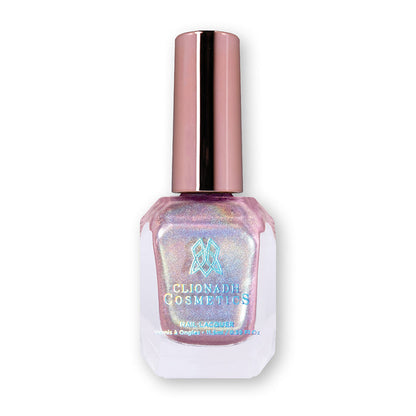 Bottle of nail polish containing Frost Flower on white background.