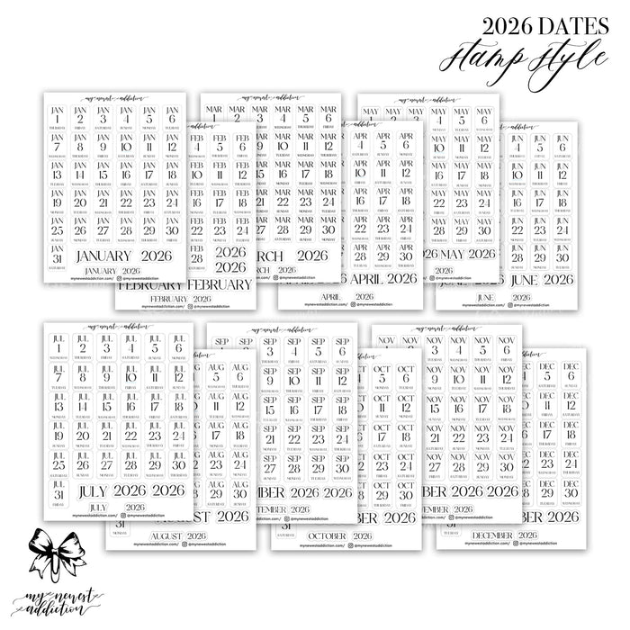 2026 Dates - Stacked Style