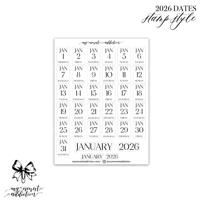 2026 Dates - Stacked Style