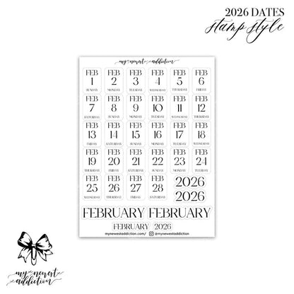 2026 Dates - Stacked Style