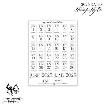 2026 Dates - Stacked Style