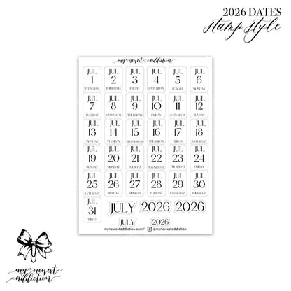 2026 Dates - Stacked Style