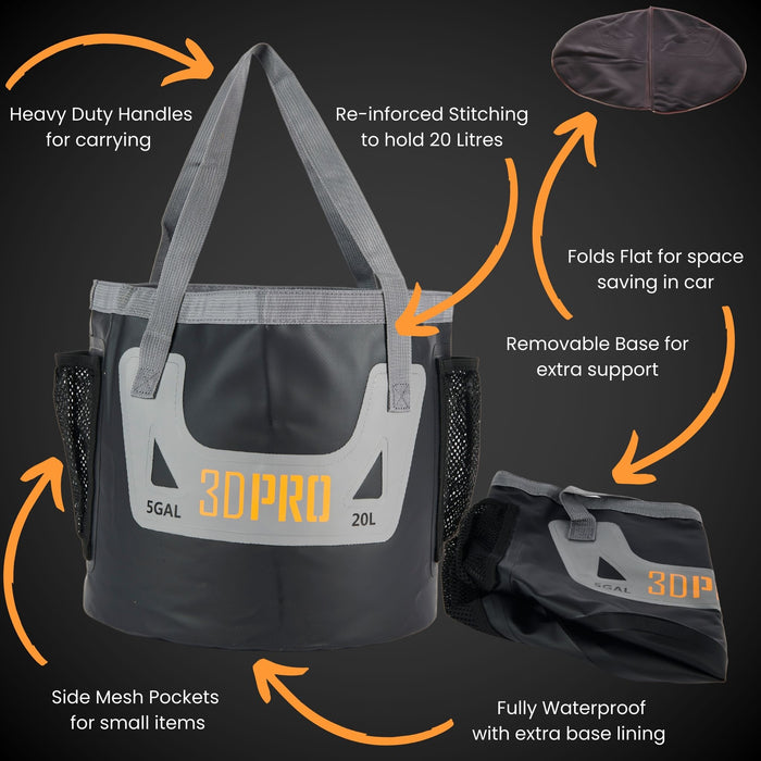 20L/5GAL Pro Folding Bucket key features.