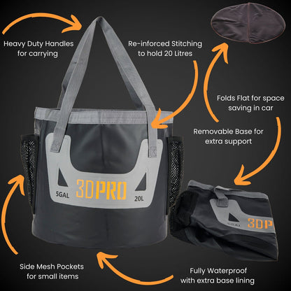20L/5GAL Pro Folding Bucket key features.