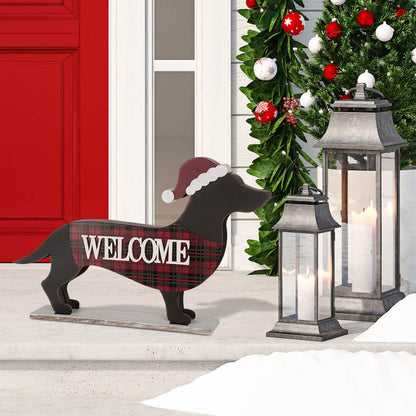 21.93“L Wooden/Metal Dachshund Porch Sign