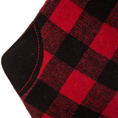 21"L Fur Black/Red Buffalo Plaid Stocking