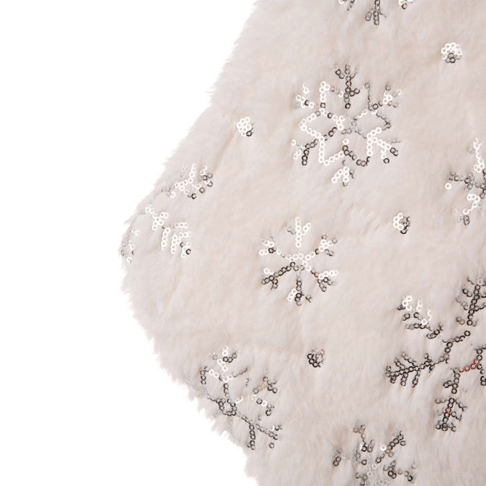 21"L White Plush with Snowflake Christmas Stocking