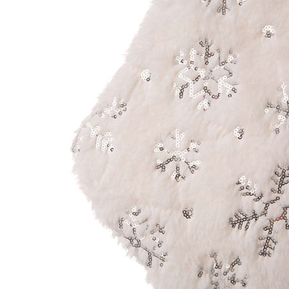 21"L White Plush with Snowflake Christmas Stocking