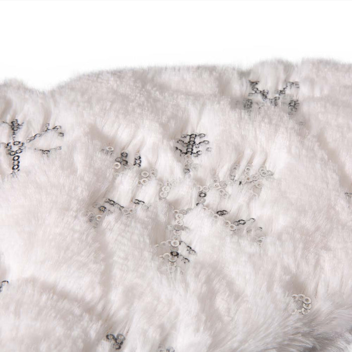 21"L White Plush with Snowflake Christmas Stocking