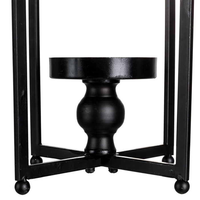 22.00"H Modern Farmhouse Black Metal Candle Lantern, Set of 2