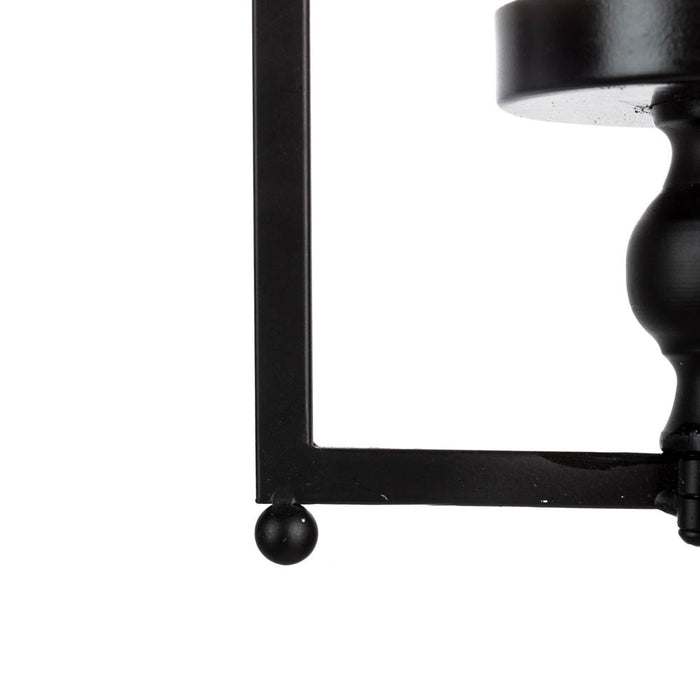 22.00"H Modern Farmhouse Black Metal Candle Lantern, Set of 2
