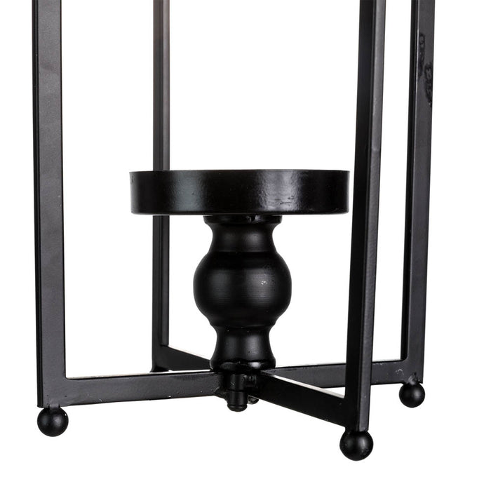22.00"H Modern Farmhouse Black Metal Candle Lantern, Set of 2