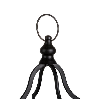 22.00"H Modern Farmhouse Black Metal Candle Lantern, Set of 2