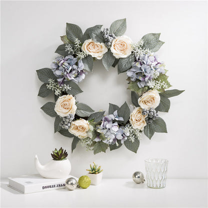 22"D Artificial Hydrangea Rose Wreath