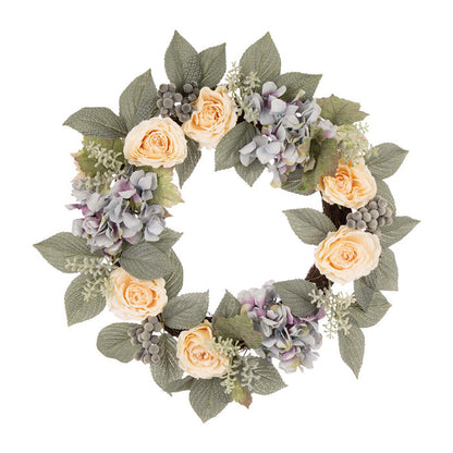 22"D Artificial Hydrangea Rose Wreath
