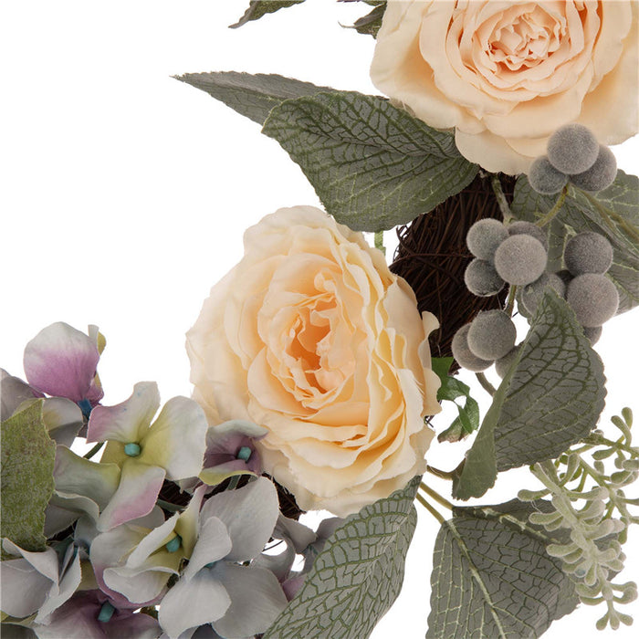 22"D Artificial Hydrangea Rose Wreath
