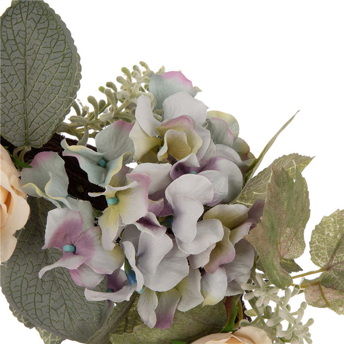 22"D Artificial Hydrangea Rose Wreath