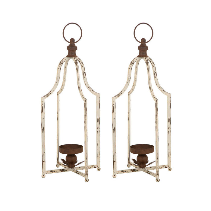 22"H Large Farmhouse Rustic Metal Lantern, Set of 2