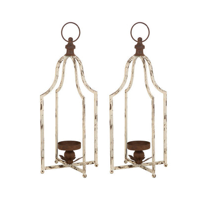 22"H Large Farmhouse Rustic Metal Lantern, Set of 2