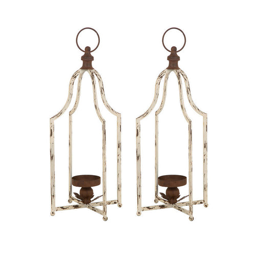 22"H Large Farmhouse Rustic Metal Lantern, Set of 2