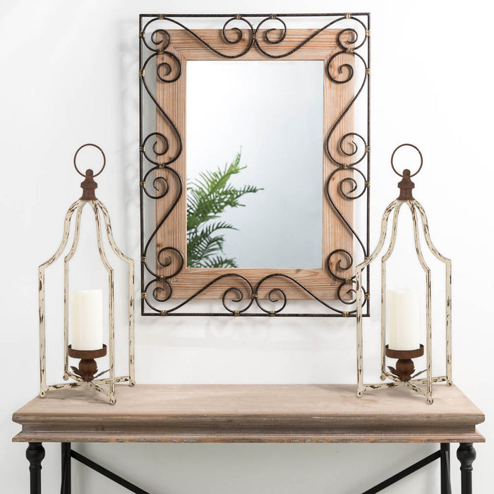 22"H Large Farmhouse Rustic Metal Lantern, Set of 2