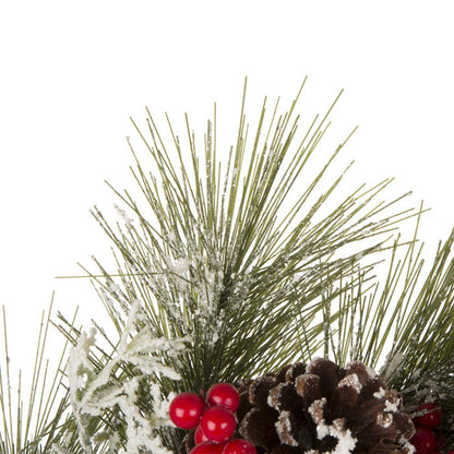 24"D Flocked Pinecone Berry Wreath