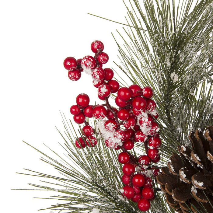 24"D Flocked Pinecone Berry Wreath