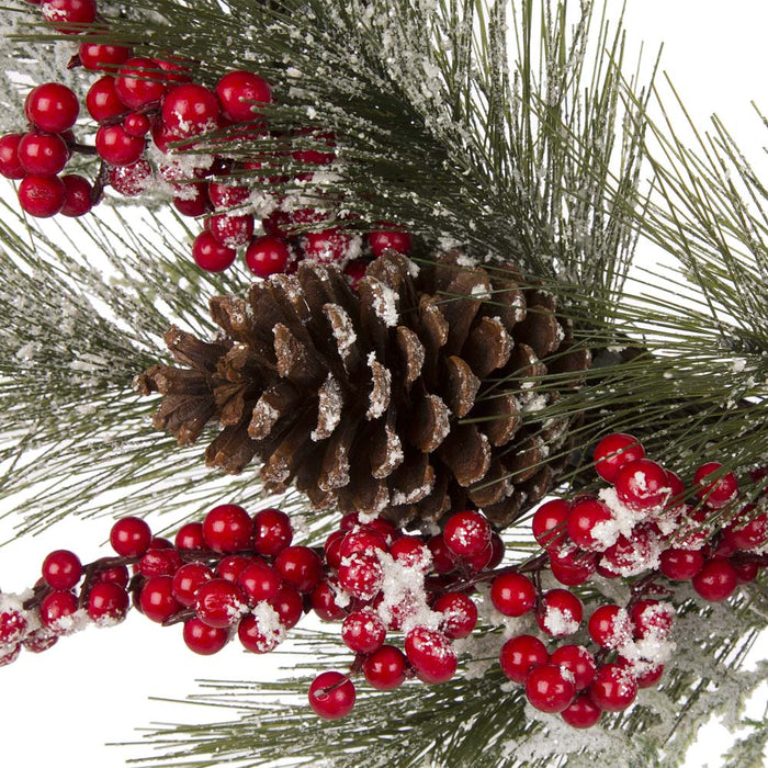 24"D Flocked Pinecone Berry Wreath