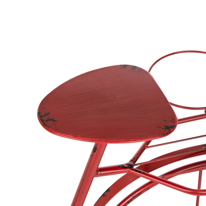 25.98" H Hand Painted Red Metal Standing  Bicycle Plant Stand