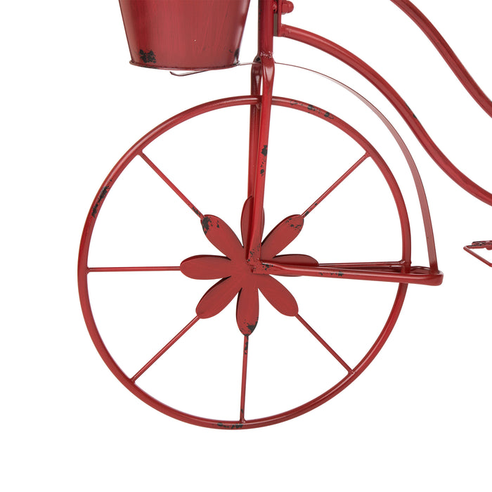 25.98" H Hand Painted Red Metal Standing  Bicycle Plant Stand