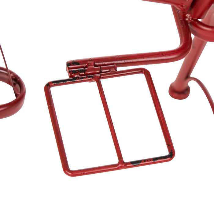 25.98" H Hand Painted Red Metal Standing  Bicycle Plant Stand