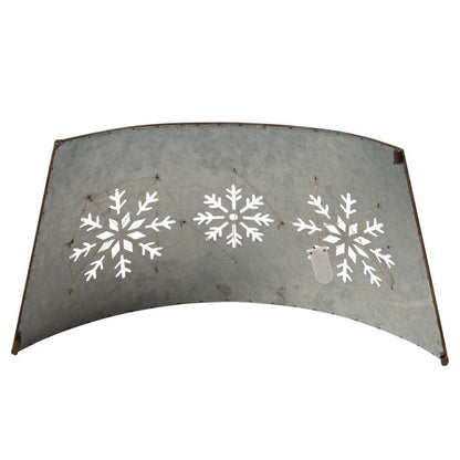 26"D Snowflake Die Cut Metal Tree Collar with Light String