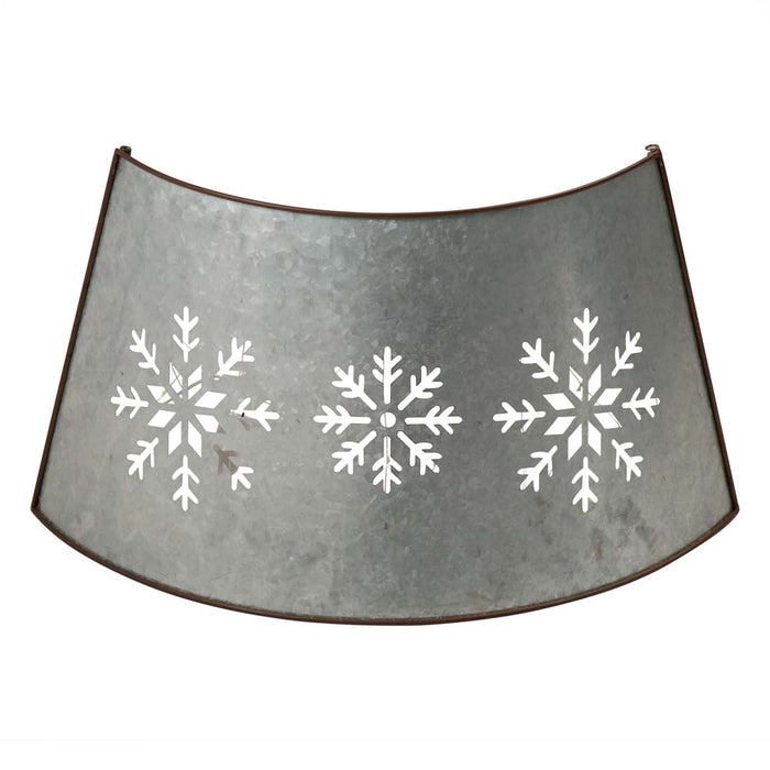 26"D Snowflake Die Cut Metal Tree Collar with Light String