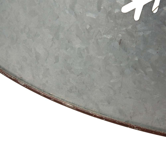 26"D Snowflake Die Cut Metal Tree Collar with Light String