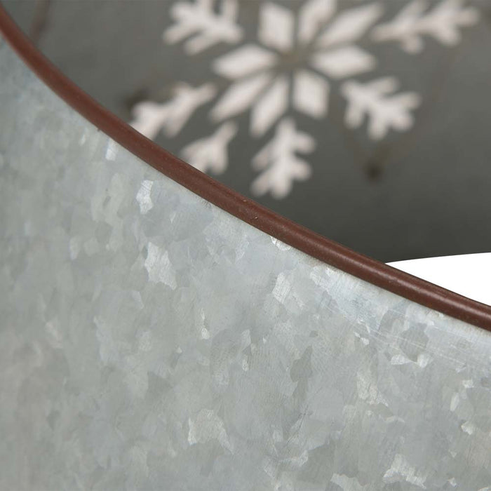 26"D Snowflake Die Cut Metal Tree Collar with Light String