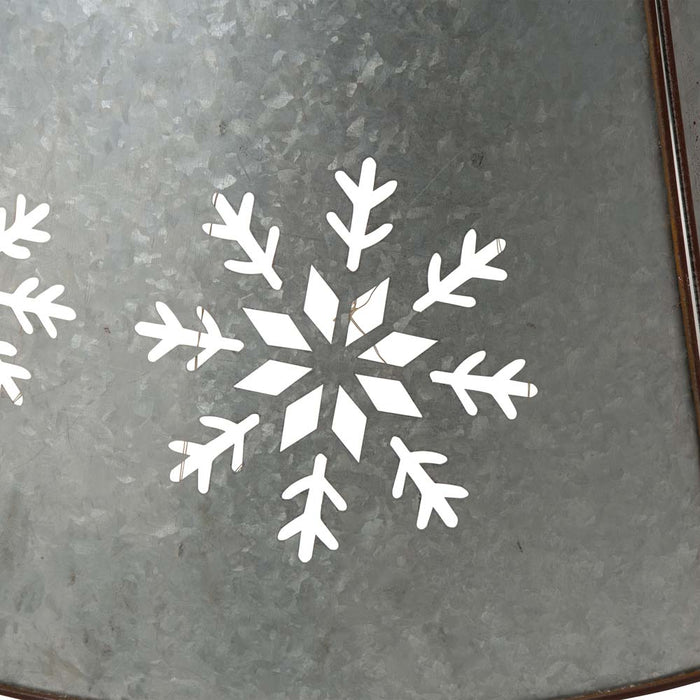 26"D Snowflake Die Cut Metal Tree Collar with Light String