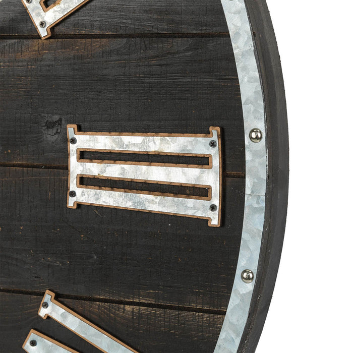 27.56"D Oversized Farmhouse Wooden & Galvanized Round Wall Clock