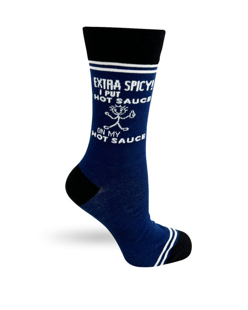 (3 Pairs) Extra Spicy I Put Hot Sauce on My Hot Sauce - Hey Now Unisex Crew Socks - Wholesale