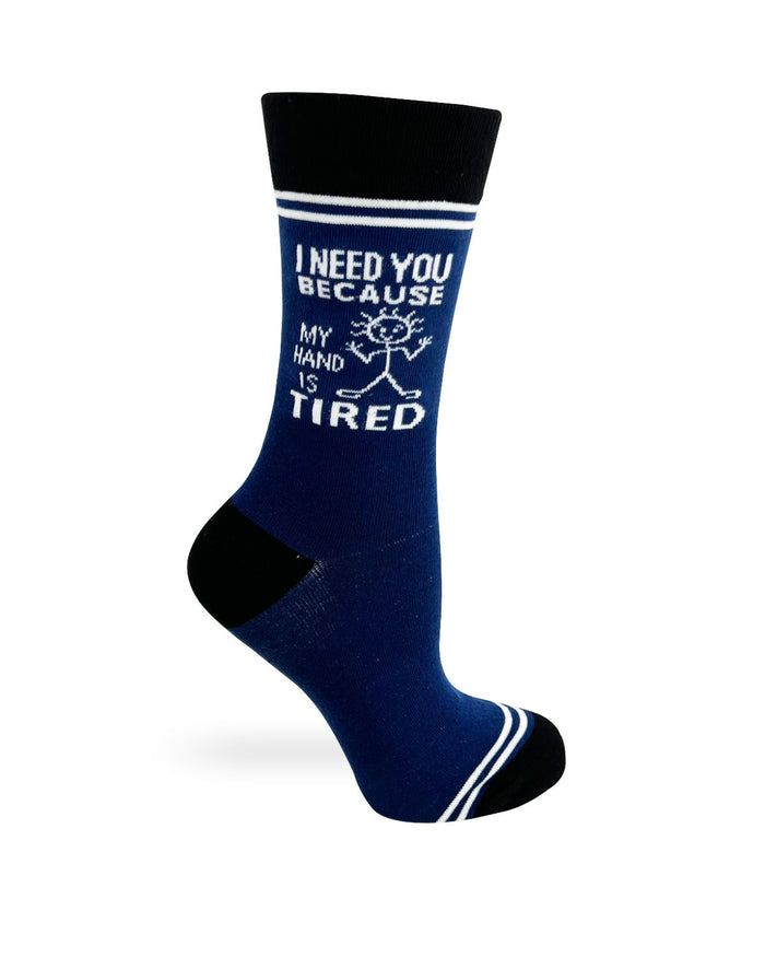 (3 Pairs) I Need You Because My Hand is Tired - Hey Now Unisex Crew Socks - Wholesale