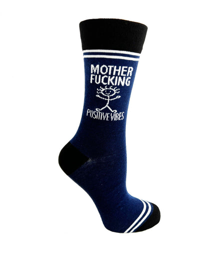 (3 Pairs) Mother Fucking Positive Vibes - Hey Now Unisex Crew Socks - Wholesale