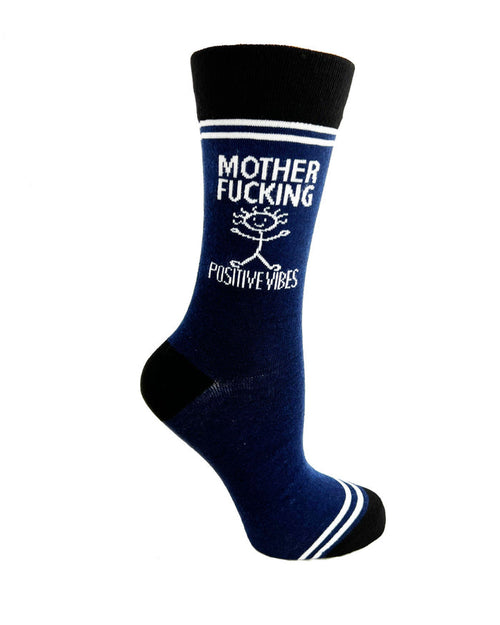 (3 Pairs) Mother Fucking Positive Vibes - Hey Now Unisex Crew Socks - Wholesale