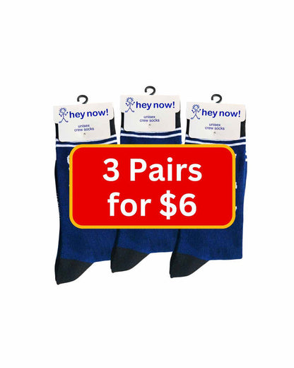 (3 Pairs) Mother Fucking Positive Vibes - Hey Now Unisex Crew Socks - Wholesale