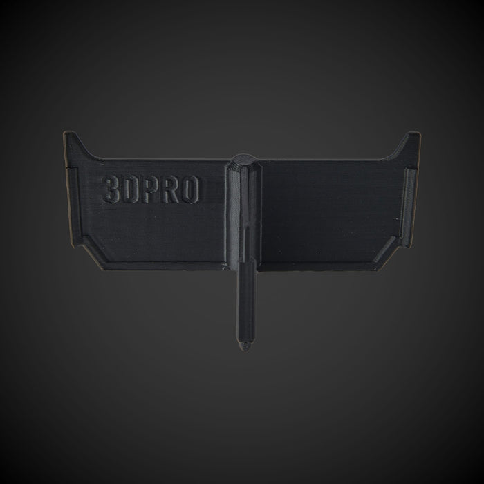 Black 3D-printed 3-Way Low Single Bin Divider (MP) with '3DPRO' branding on a dark gray background