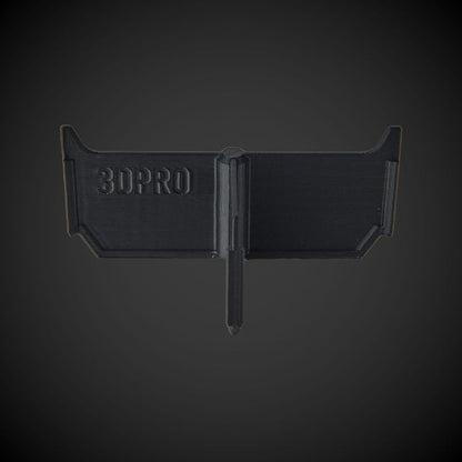 Black 3D-printed 3-Way Low Single Bin Divider (MP) with '3DPRO' branding on a dark gray background