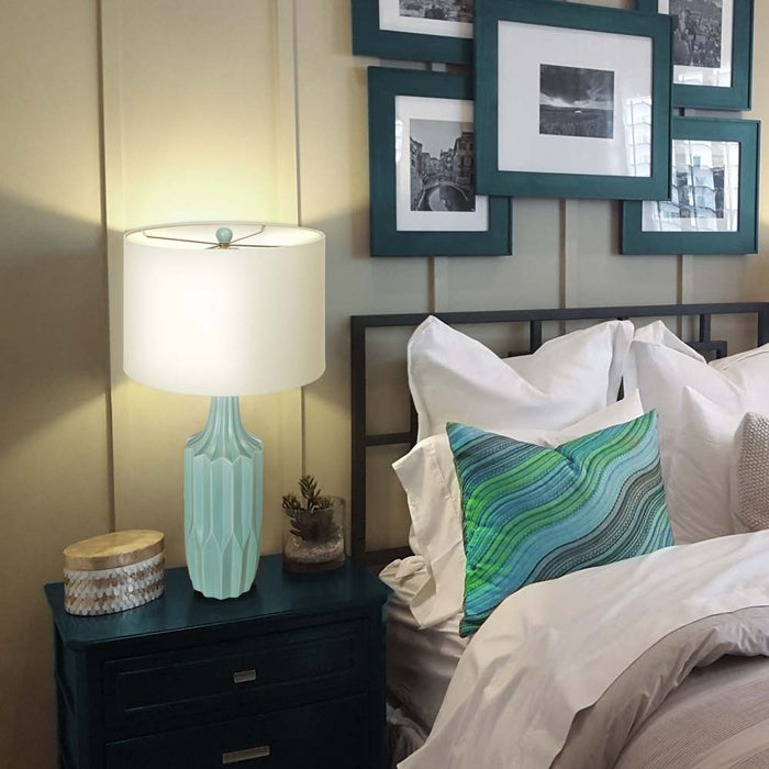 30.75"H Matte Mint Ceramic  Table Lamp w/White Shade