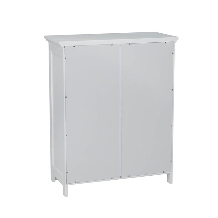 32" H Wooden Floor Storage Cabinet with  2 Shutter Door, White