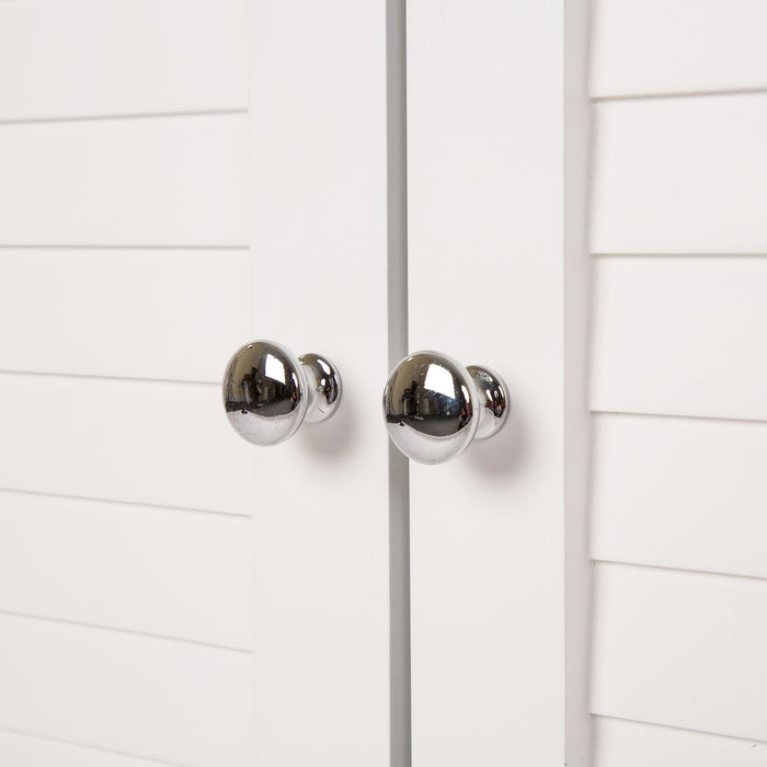 32" H Wooden Floor Storage Cabinet with  2 Shutter Door, White