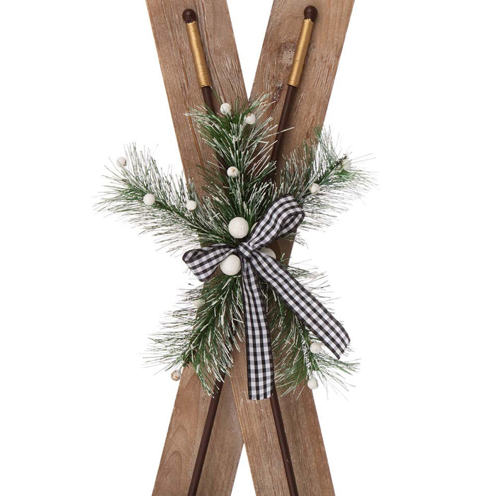 35"H Christmas Wooden/Galvanized Ski Décor