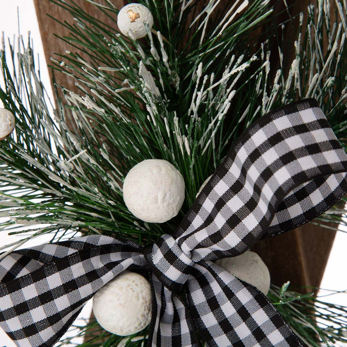 35"H Christmas Wooden/Galvanized Ski Décor