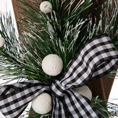35"H Christmas Wooden/Galvanized Ski Décor